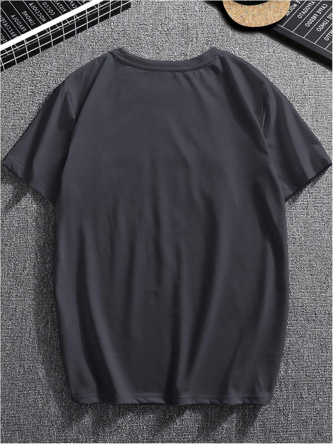 GORGLITTER Men's Oversized T Shirt Letter Graphic Short Sleeve Drop Shoulder Crewneck Tee Tops - Image 2