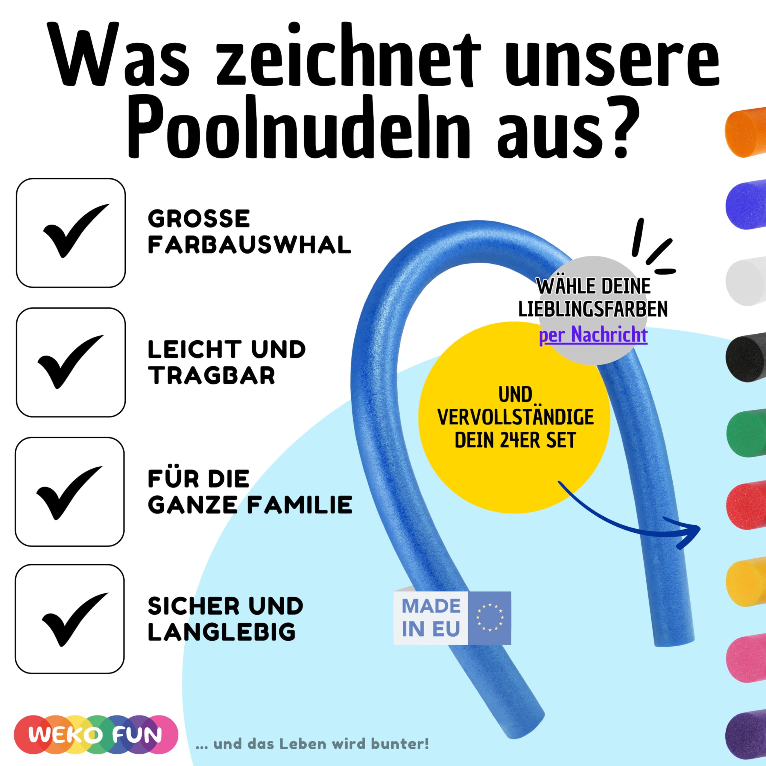 Schwimmnudel für Kinder & Erwachsene, 160cm Poolnudel, versch. Set-Größen (4-24 STK.), 9 Farben, Schwimmhilfe & Wasserspielzeug