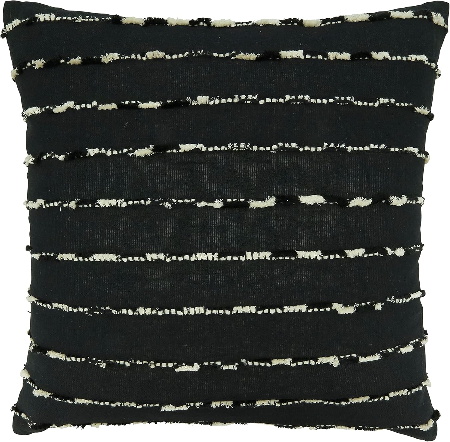 SARO LIFESTYLE Stripe Design Throw Pillow with Down Filling, Black, 20"