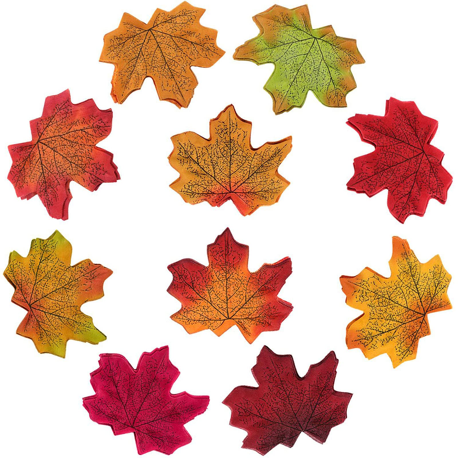 300 Foglie Autunnali Artificiali In Acero - Decorazioni Colorate Per Matrimoni, Feste, Fai Da Te, Ghirlande, Ringraziamento E Halloween - 6