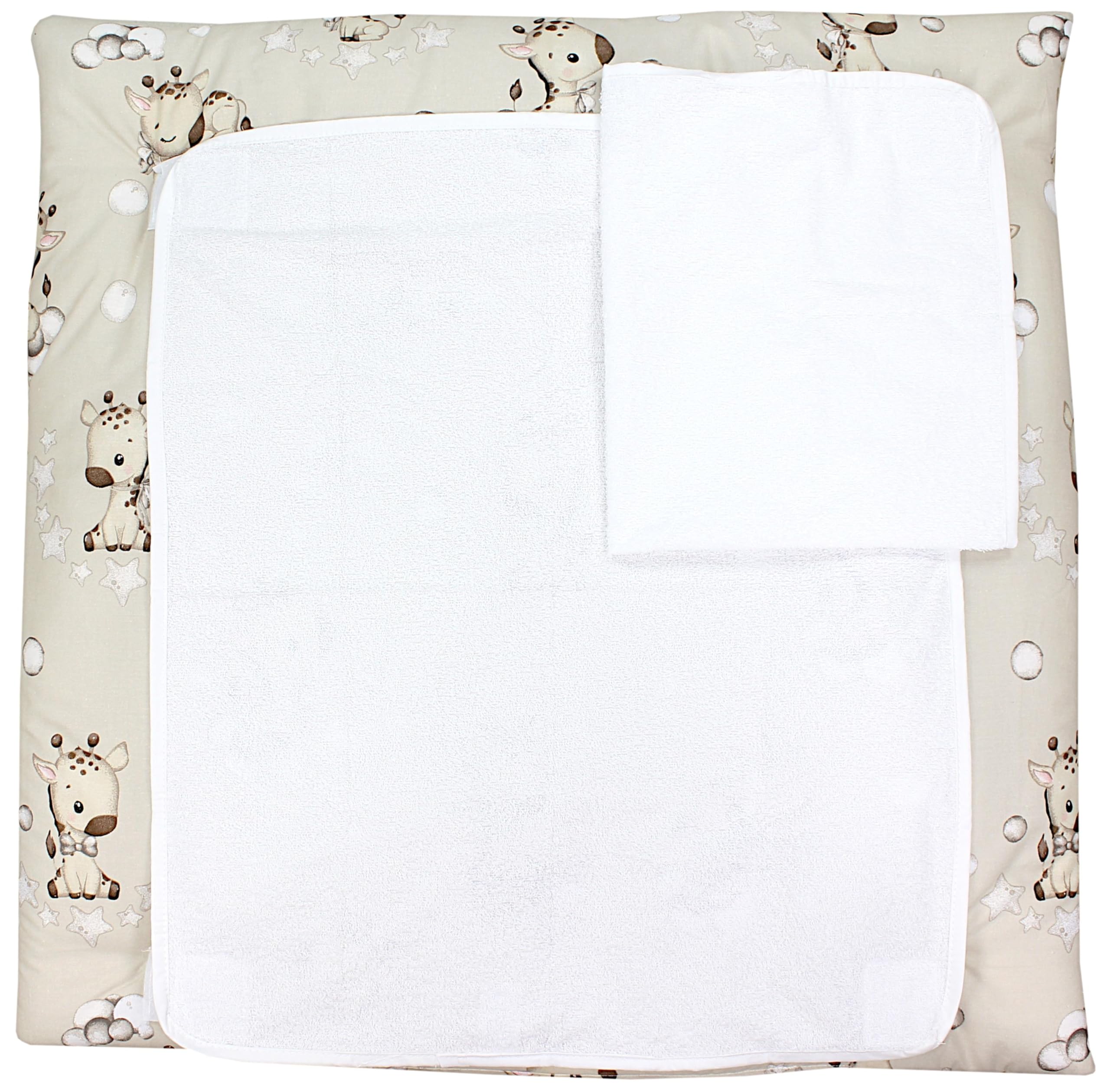 TupTam Colchón para Cambiador con 2 Fundas der Rizo, Bebé ANK019, Jirafa Beige, 76 x 76 cm
