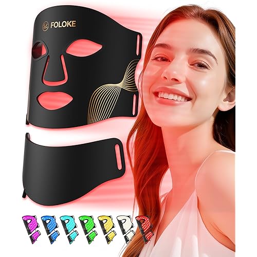 FOLOKE LED Light Therapy Mask Skin Care, 103 3-in-1 Fusion LED Beads, LEDs face mask & neck mask Infrared Red - Wavelength for Home Use, – Advanced Skincare Made Easy(Licorice)