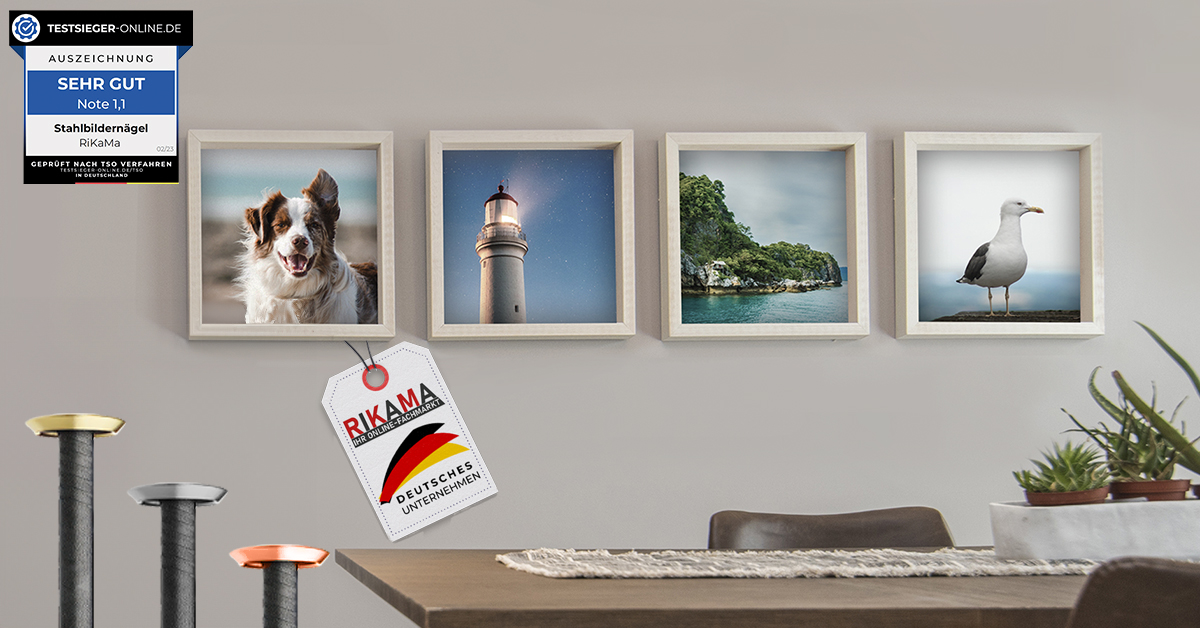 RIKAMA Bilderklappösen Set Gold - 50 Stück Aufhänger Für Bilder & Rahmen In 5 Größen