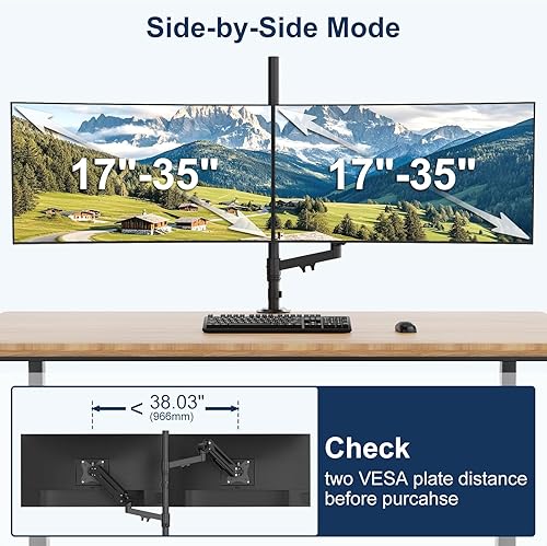 Miniatura 4 de Soporte para monitor apilado soporte vertical extra alto para pantalla de 17-40 pulgadas, totalmente ajustable y soporta 26.4 libras por brazo, VESA