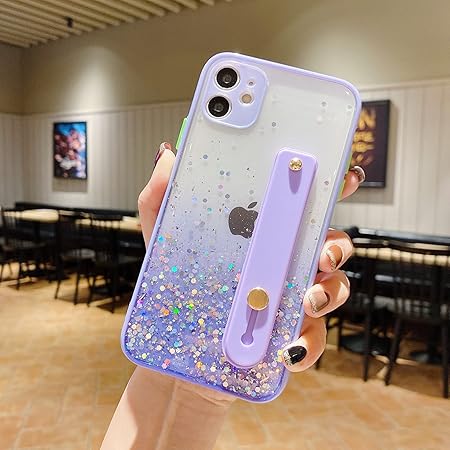 Amazon Com Wuwedo Iphone 11 Clear Glitter Case With Hand Strap Soft Silicone Gel Rubber Sparkle Bling Cover Case With Adjustable Wrist Strap Stand Holder For Girls Women Cell Phones Accessories
