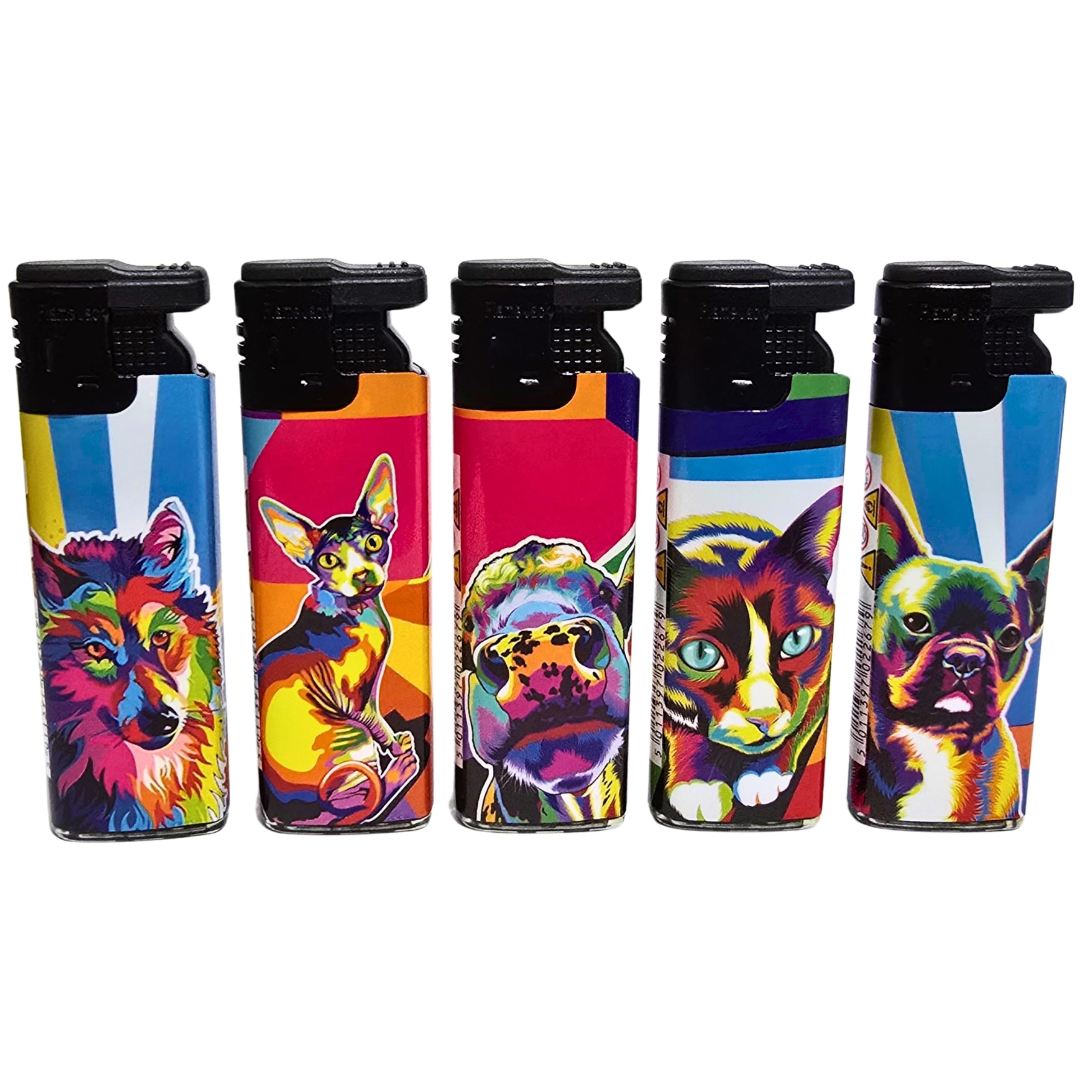 Zactly - 5 x FlameJack Colourful Windproof Dustproof Jet Lighters Really Powerful – LIMITED EDITION (New Colourful Animal)