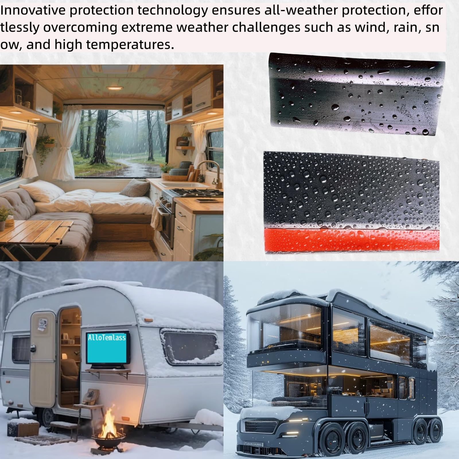 Guarnizione scorrevole per camper, 7,6 m x 2-7/8" (762 x 7,3 cm), in gomma nera, nastro adesivo per protezione da rumori/intemperie