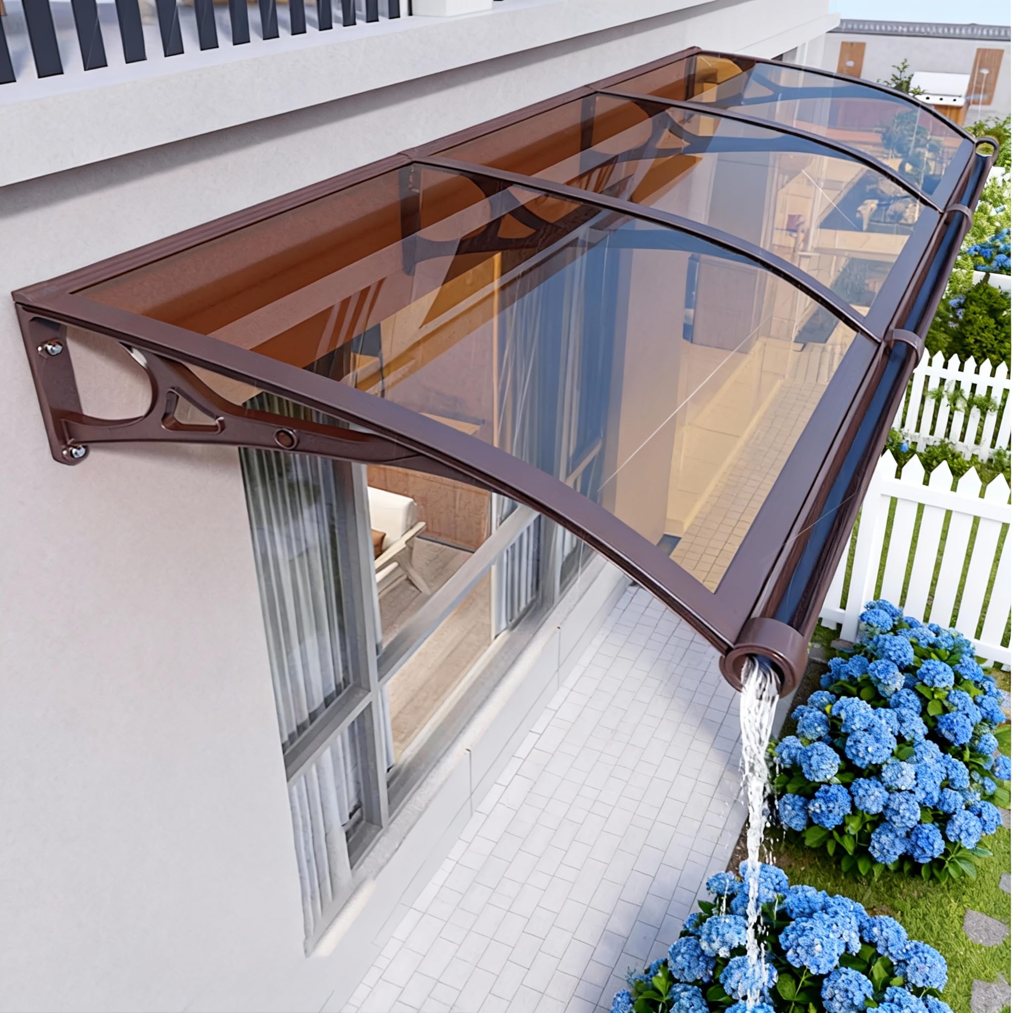 GJMSSMY Outdoor Door Canopy, Window Awning, UV Protection Polycarbonate Cover for Rain and Snow, Patio & Terrace Shelter, 60x110cm Weather Resistant Awning