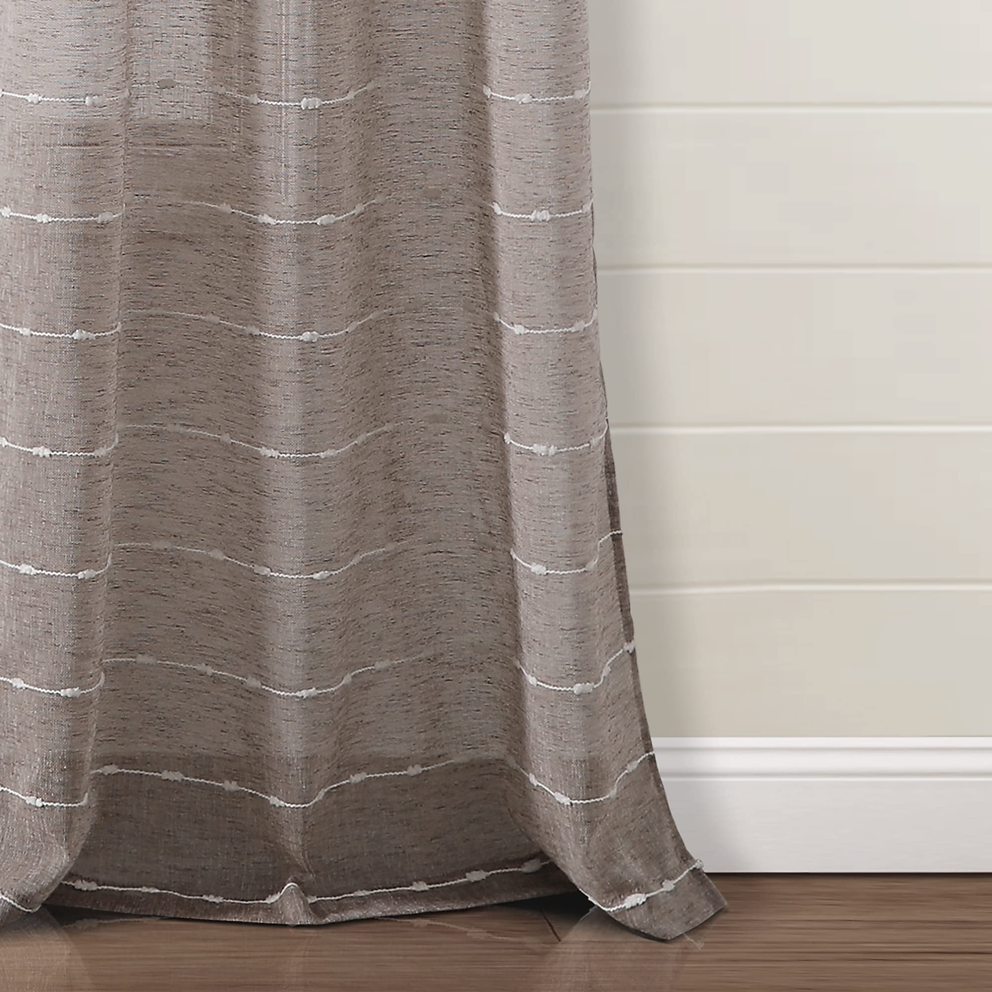 Lush Decor Paire de Rideaux de fenêtre Transparents et texturés à œillets de Style Rustique, 96,5 x 213,4 cm (l x L), Marron