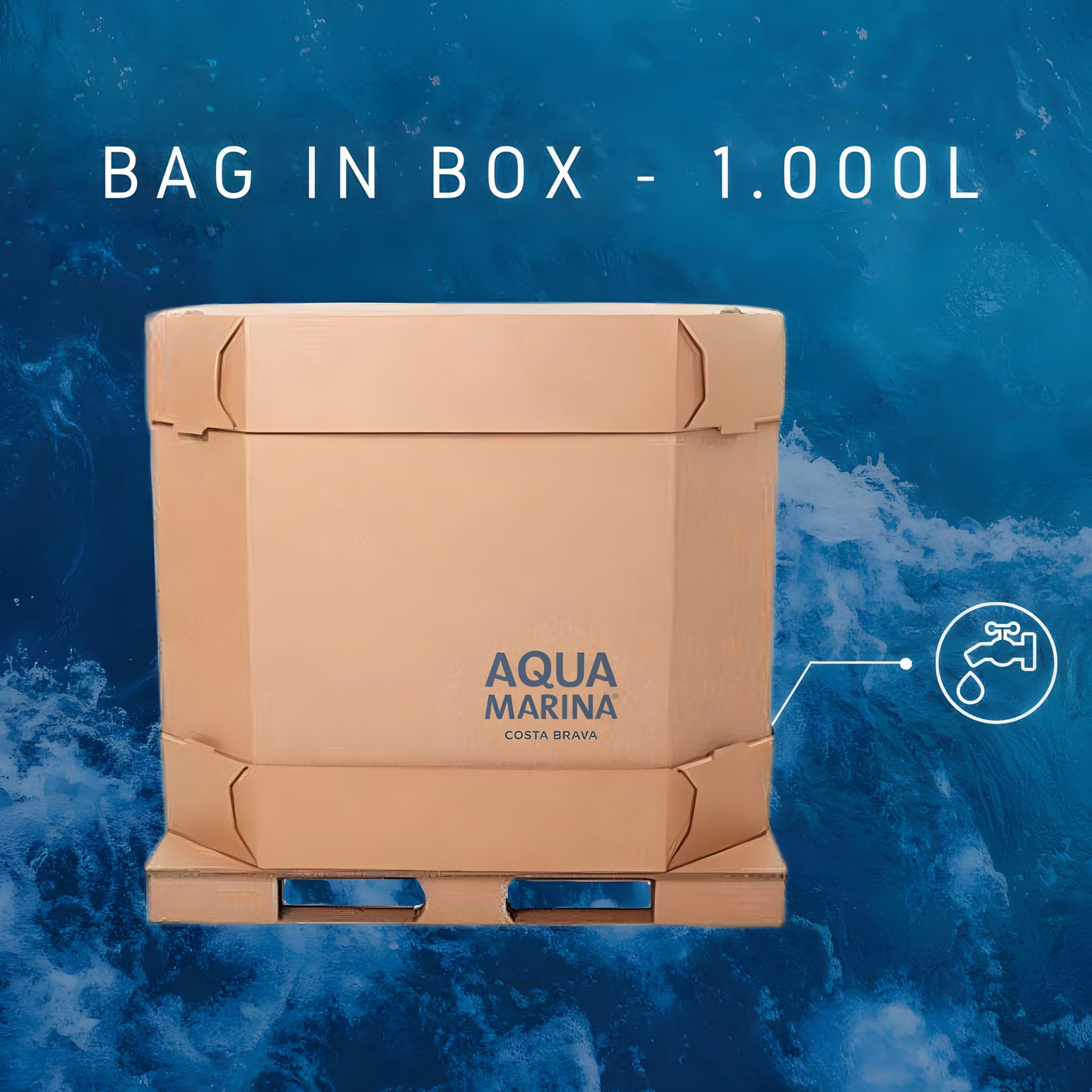 AQUAMARINA COSTA BRAVA - Agua de Mar ISOTONICA 1000L 100% Natural, Sin aditivos, Rica en Minerales, Microfiltrada en frío | Ideal para beber y cocinar