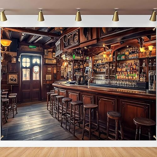 Miniatura 1 de Telón de fondo de bar de salón occidental, vintage, vaquero occidental, retro, comedor, cafetería, fondo fotográfico, tema del salvaje oeste,