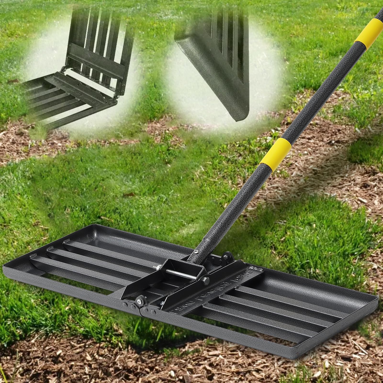 Rasenrechen Rasen Nivellierrechen Metall 182cm Golf Gartengras Surface Rasenwerkzeug Rakel für Rasen Rasenschieber Edelstahl Garten Hinterhof Rasen Flächenebner ( 25x76cm)