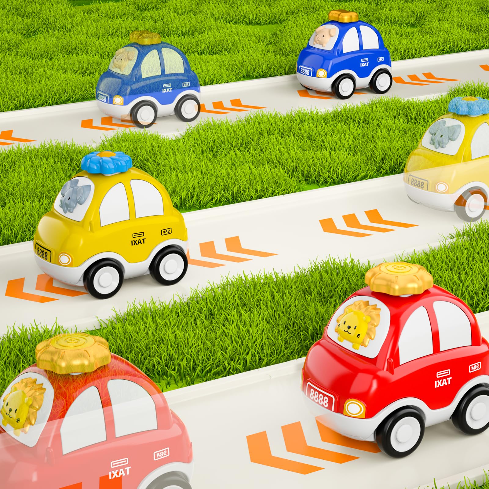 Auto giocattolo per bambini dai 3 anni – Set di 4 Auto degli Animali (Mucca, Cane, Elefante, Leone) | Giocattolo Auto per Bambini per Ragazzi e Ragazze, Giocattolo Educativo Regalo