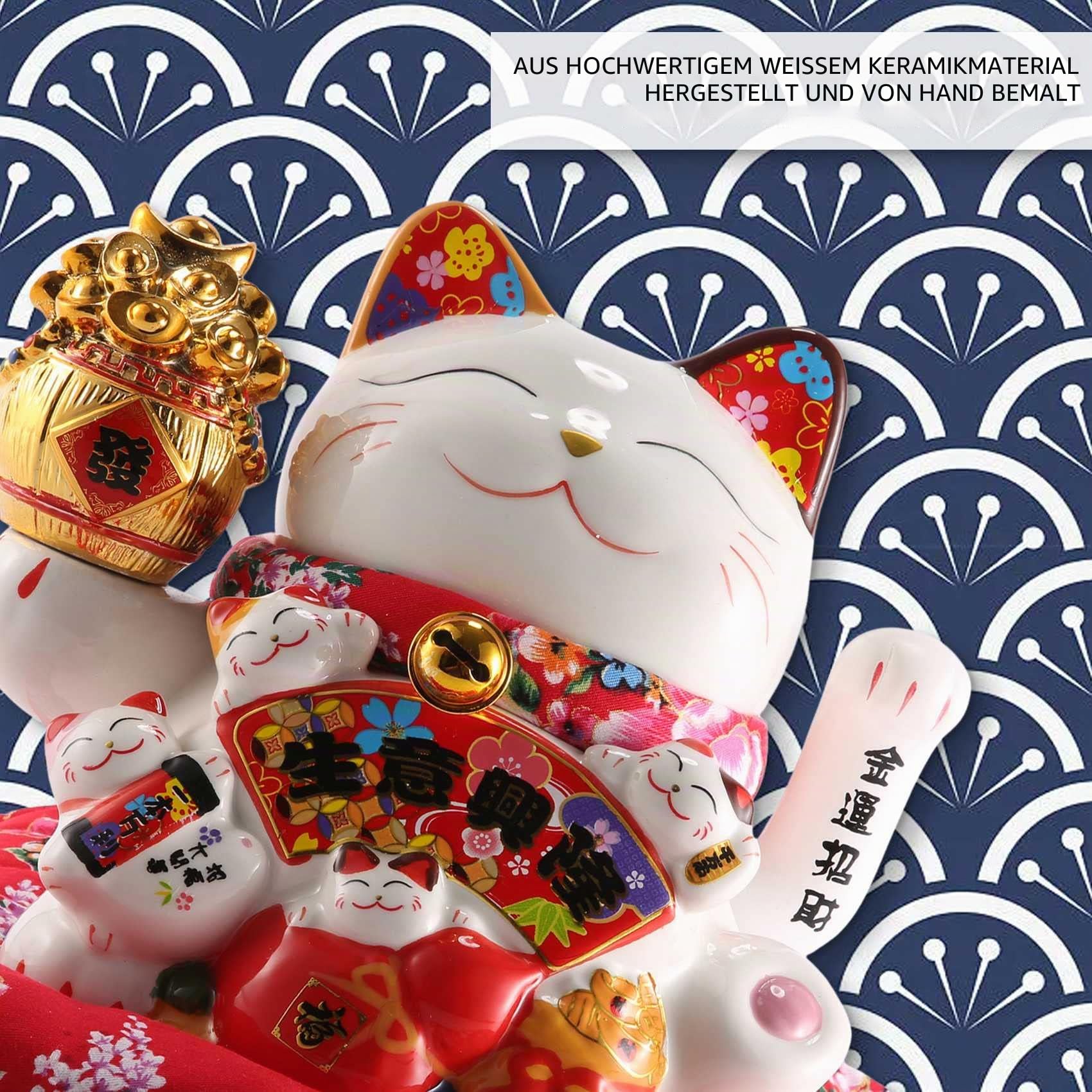 7 Keramik Winkende Katze Maneki Ornament Feng Shui Dekoration Schaukel Katze,B