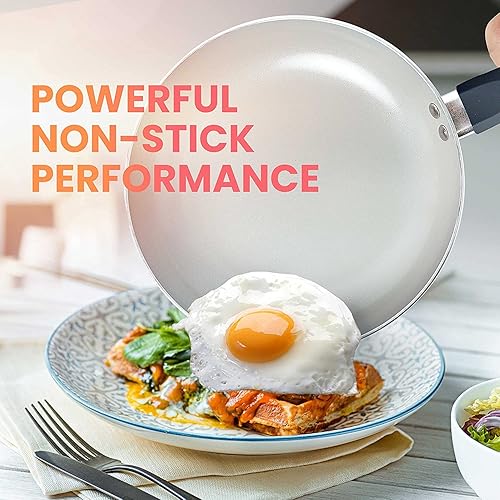 Miniatura 6 de Mueller - Juego de ollas y sartenes antiadherentes de 16 piezas de piedra saludable para cocina, sin PFOS, PFOA, vaporizador de acero inoxidable,