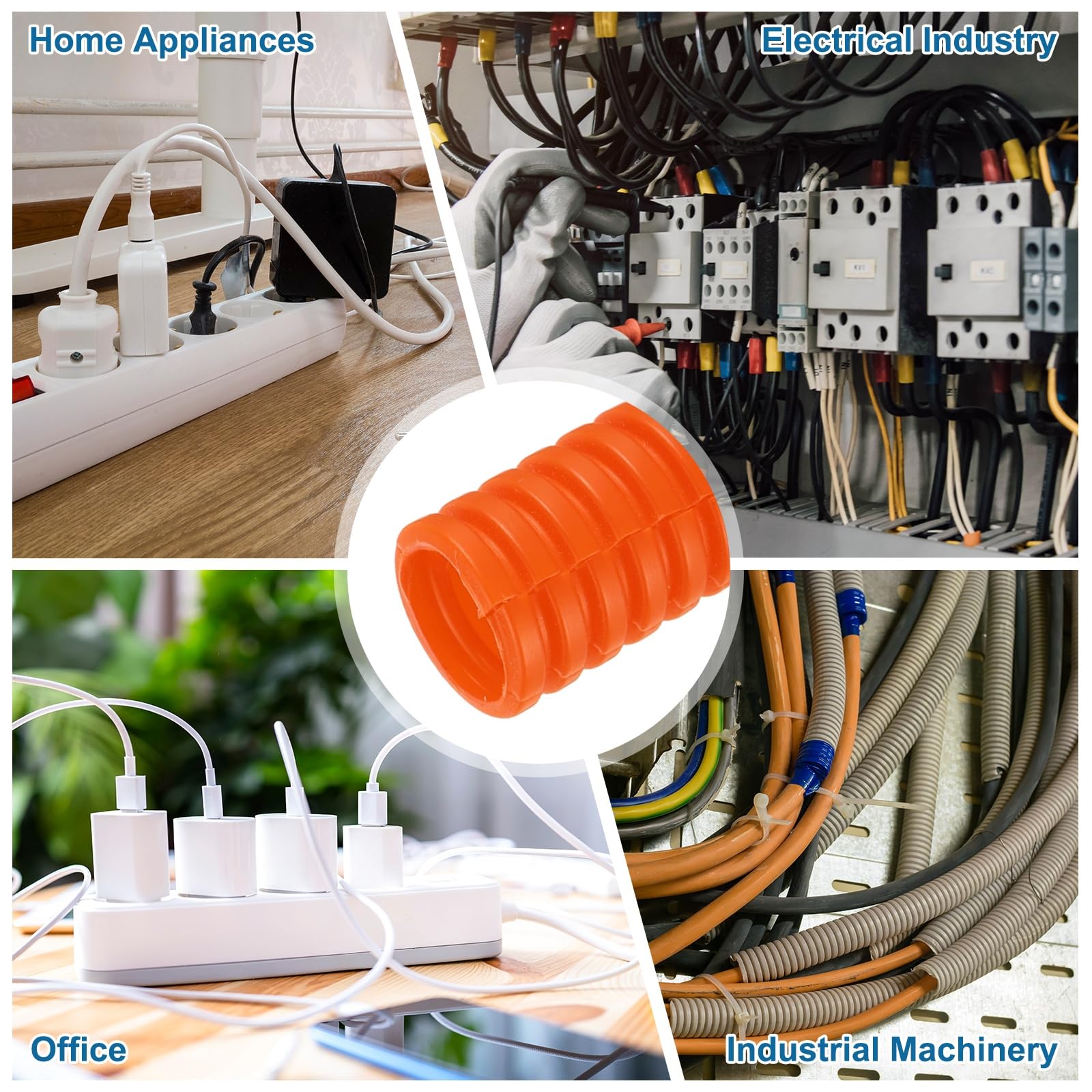 MECCANIXITY Tubo flessibile per cavi da 1,2 cm, 15,2 m, protezione flessibile per cavi con strumento di installazione, copertura per la gestione dei cavi, per ufficio, casa, cavi elettrici e