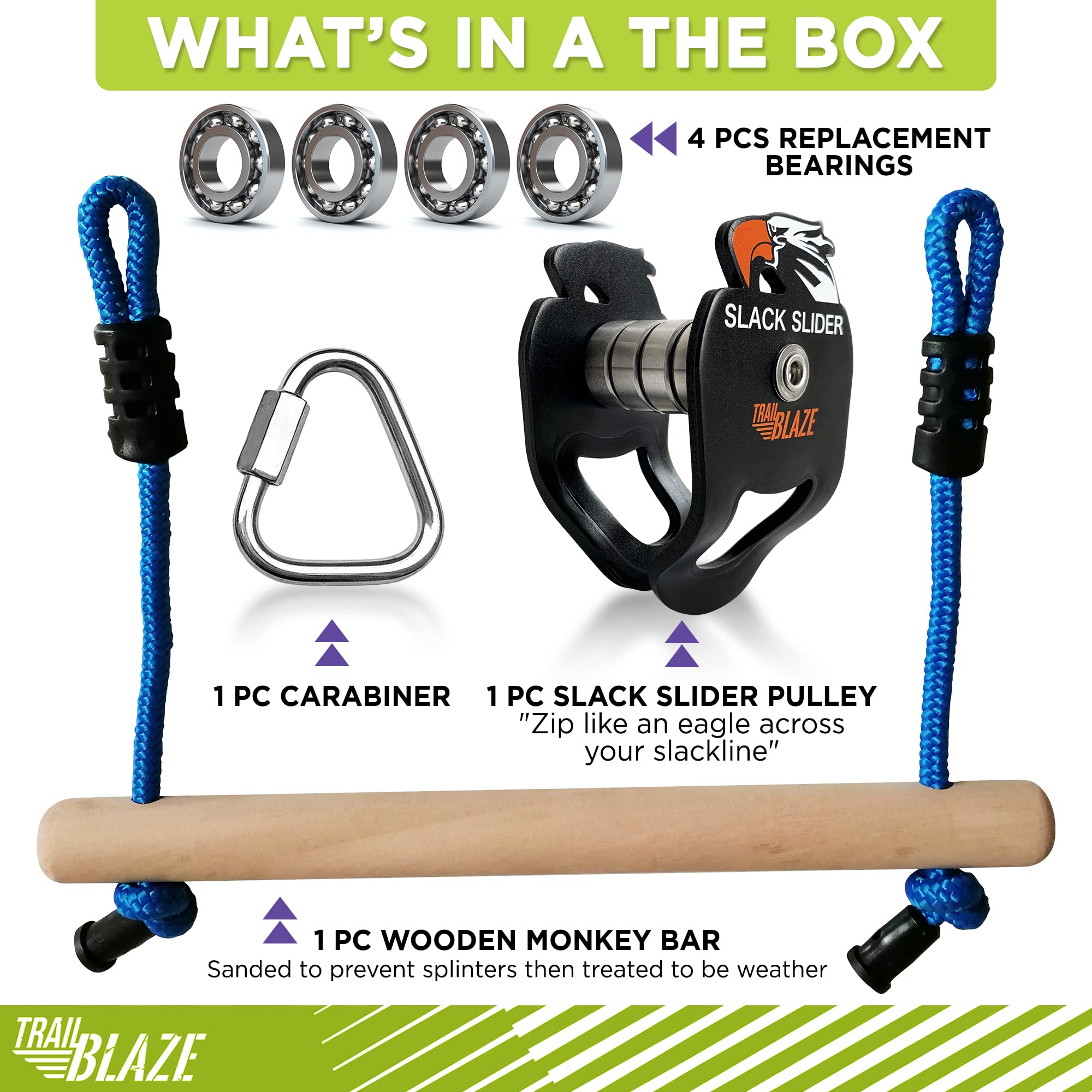Trailblaze Ninja Slider Slackline Pulley Zipline Kits for Ninja