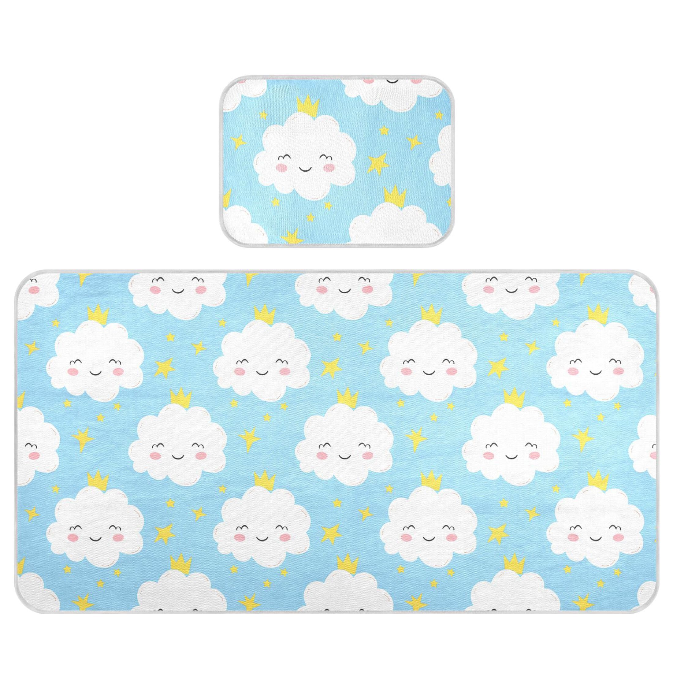 Takiito Cute Clouds Baby Cooling Mattress Pad, Soft & Breathable Cooling Mat Keep Baby Cool in Summer 28x52 in, Nursery Essential