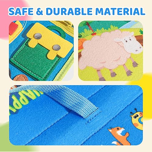 Miniatura 8 de HapKid Tablero Montessori para niños pequeños de 1, 2, 3, 4 años, tablero educativo de actividades para bebés para aprender habilidades motoras