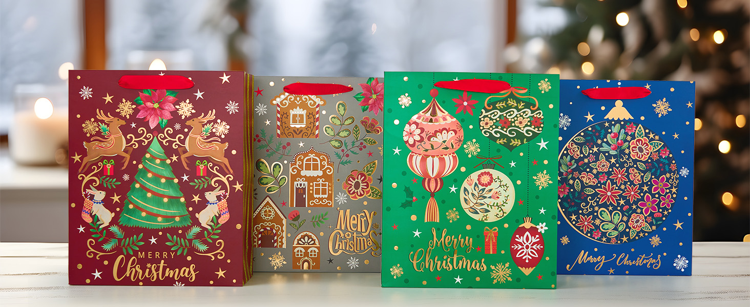 Amazon.com: PAPER FAIR 12Pcs Red Green Metallic Gold Christmas