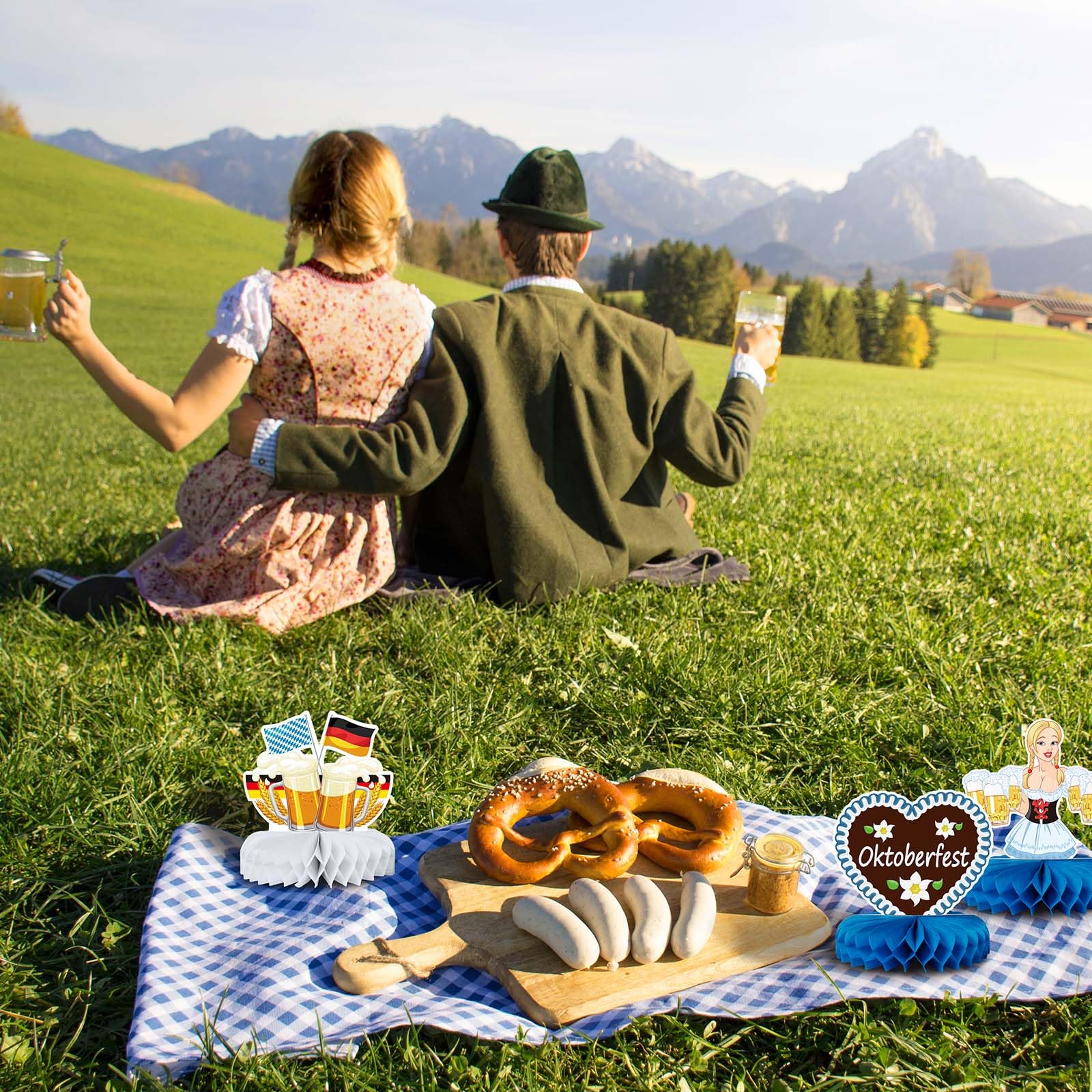 Lot De 9 Centres De Table En Nid D'Abeille Oktoberfest - Décoration Fête De La Bière Bavaroise