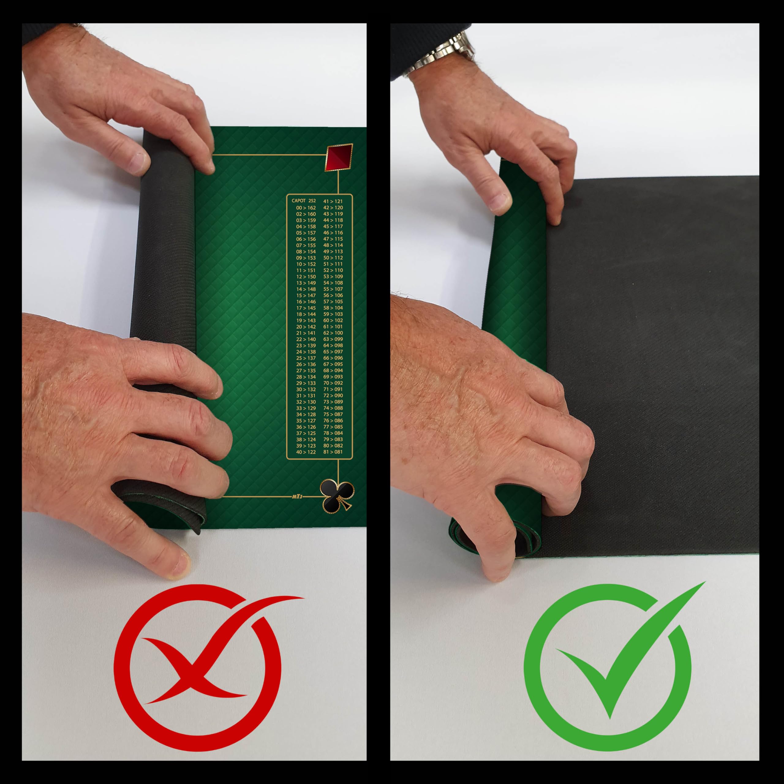 MTJ® Tapis de belote Prestige Classic (Vert, 60x60 cm) - Jersey néoprène - Fabriqué en France