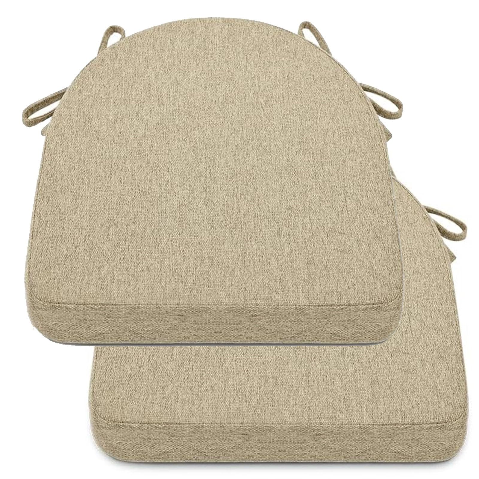 UICMNSI Cuscini per Sedie da Cucina con Cinghie Set 6/4/2 Cuscini di Seduta, Confortevole Cucina Trapezio 40x40/45x45cm Cucina Lavabili Antiscivolo per Sedia Cucina Giardino(Khaki,2pcs:45x45x5cm)