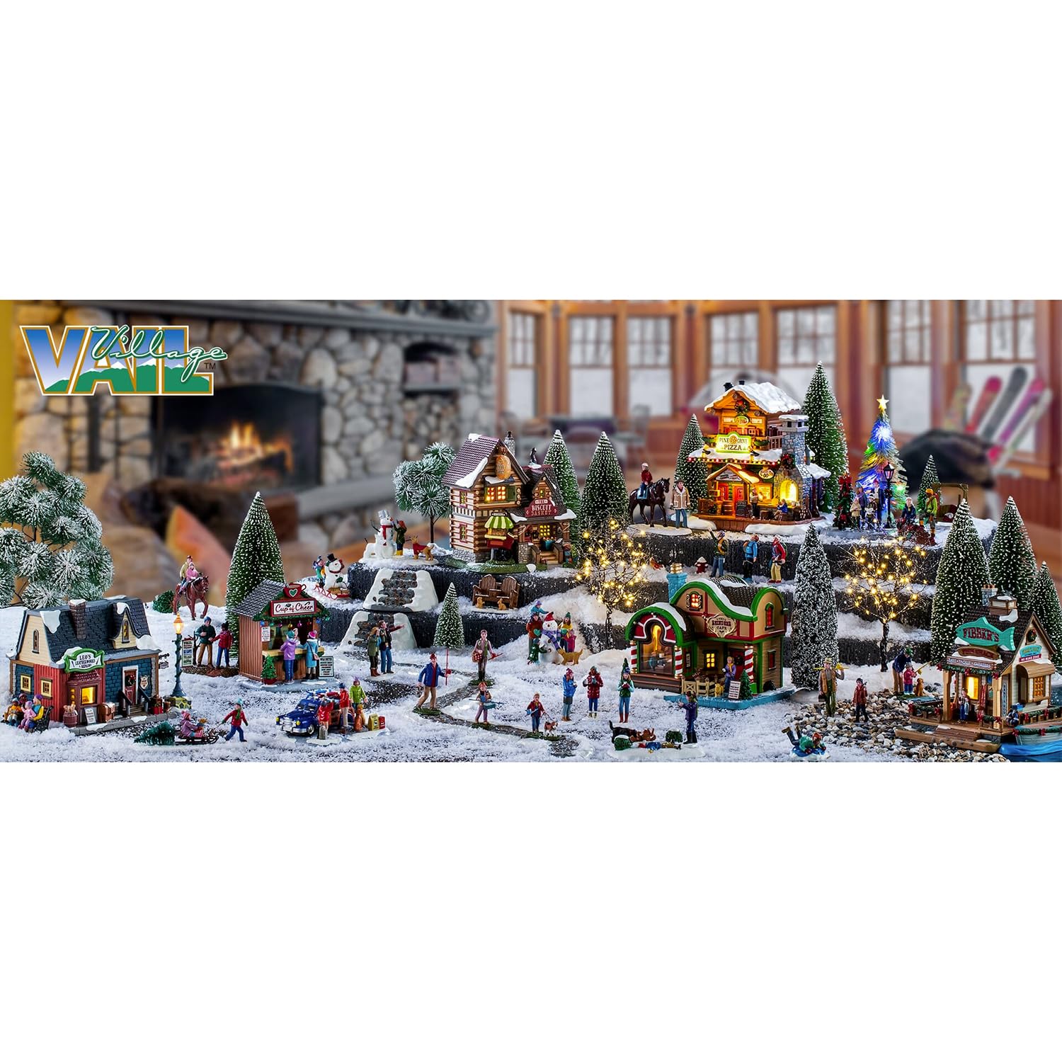 LEMAX Edificio illuminato led "Winter's Haven Café" in porcellana H15 x 17,1 x 13,6 cm