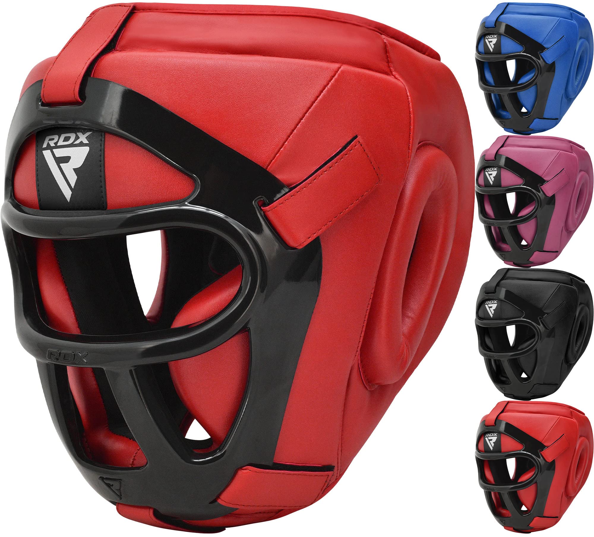 RDX Caschetto Boxe Griglia MMA Allenamento, Maya Hide Pelle Headgear, Professionale Pugilato Protezione Casco per Kick Boxing Sparring Muay Thai Arti Marziali Grappling Taekwondo Karate, Uomo Donna