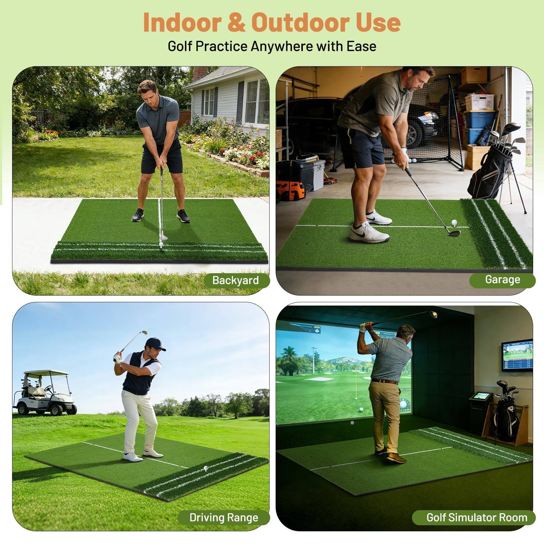 Tapis De Frappe Golf en PE, Double Gazon Artificiel 152x121x4,5 cm, Tapis d’Entraînement De Golf Épaissi pour Intérieur Et Extérieur