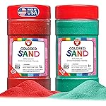 Hygloss Colored Sand for Crafts - 1 lb Bottle, Red and Green - Vibrant Colorful Fine Sensory Play Sand Art Kits for Kids - Classroom Activities for Children 3 4 5 6 7 8 9 10 11 12 - Safe for Ages 3+