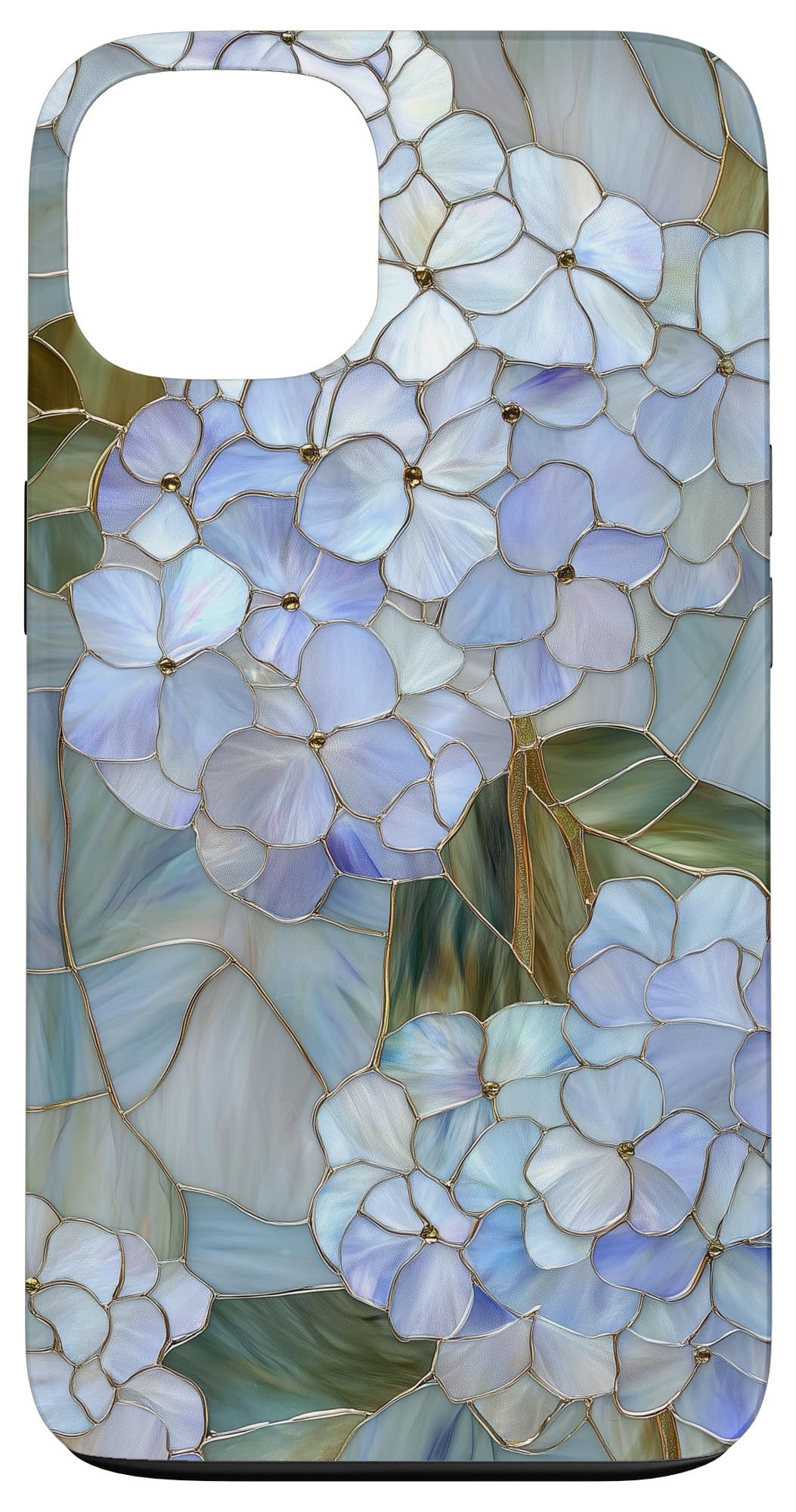 Blue Hydrangea Stained Art Deco Wildflower Floral Vintage Case for iPhone 13