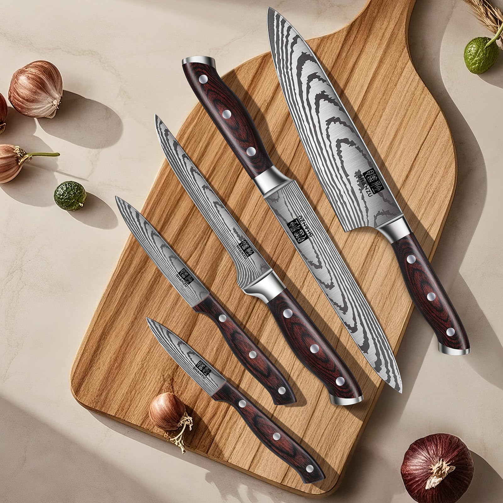 SHAN ZU Japanese Chef Knife Set 5 PCS, High Carbon Stainless Steel — Amazon image 7