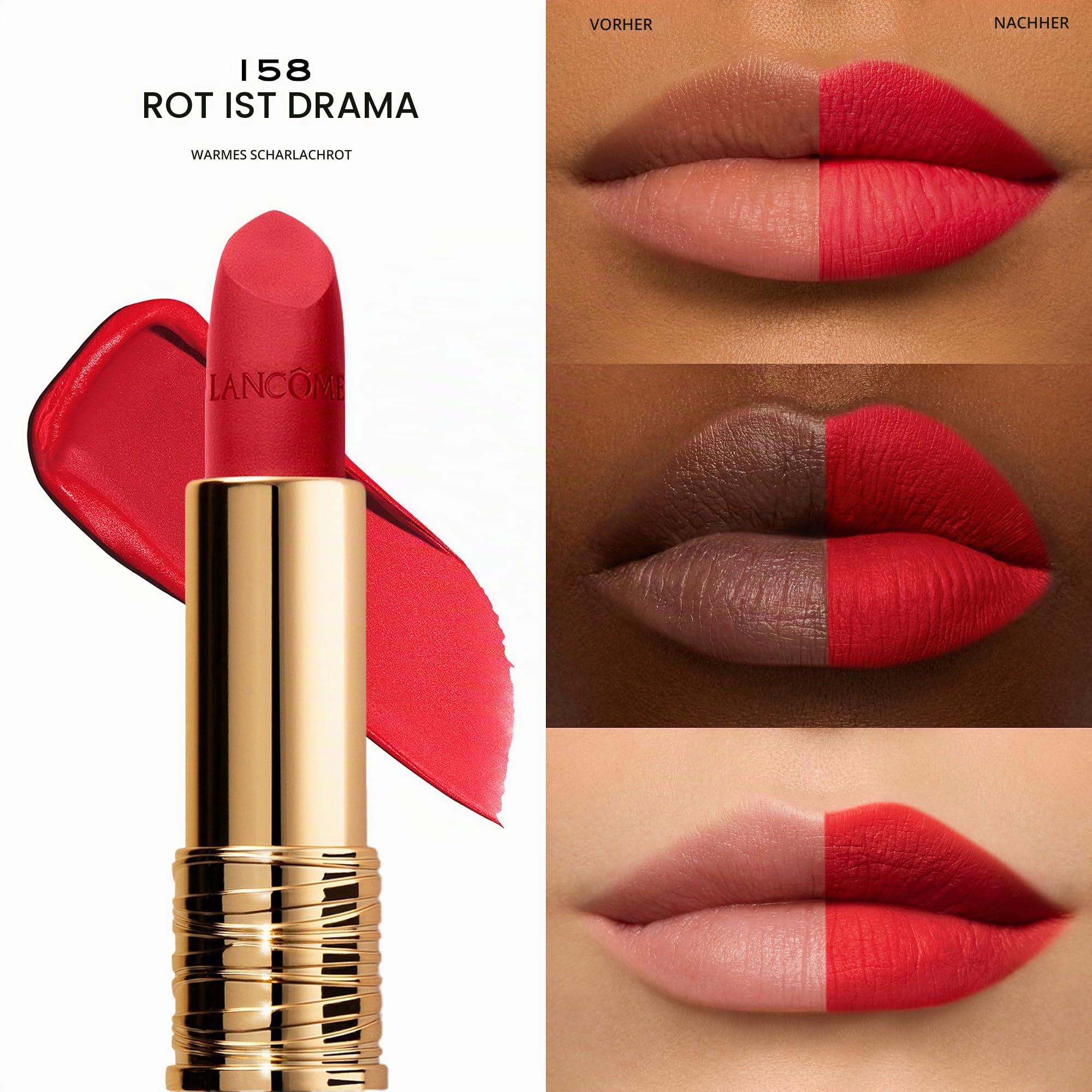 Lancôme L'Absolu Rouge Drama Matte, Lippenstift mit mattem Finish, 3,6g