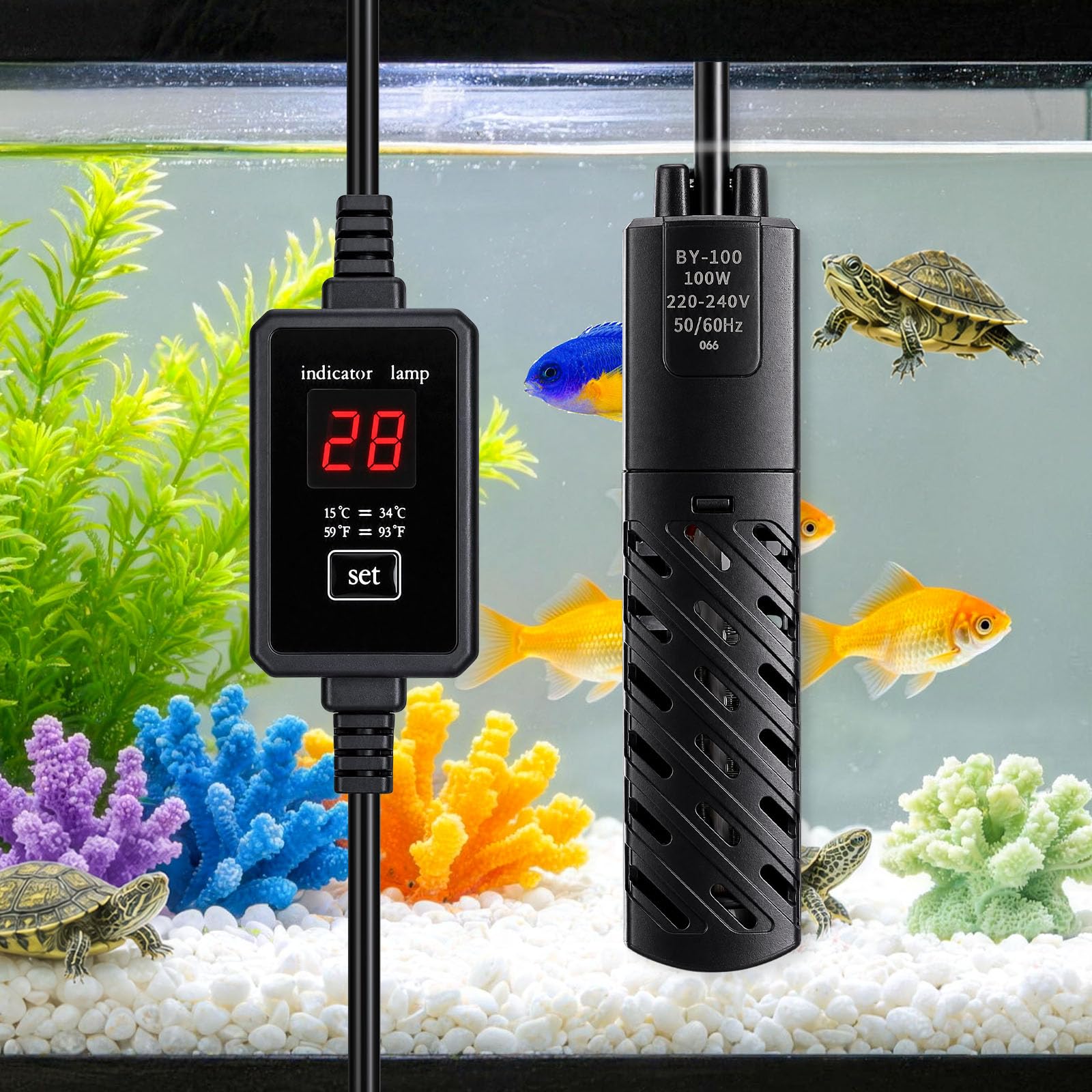 Tismels Aquarium Heater 100W,Fish Tank Heater with External Controller