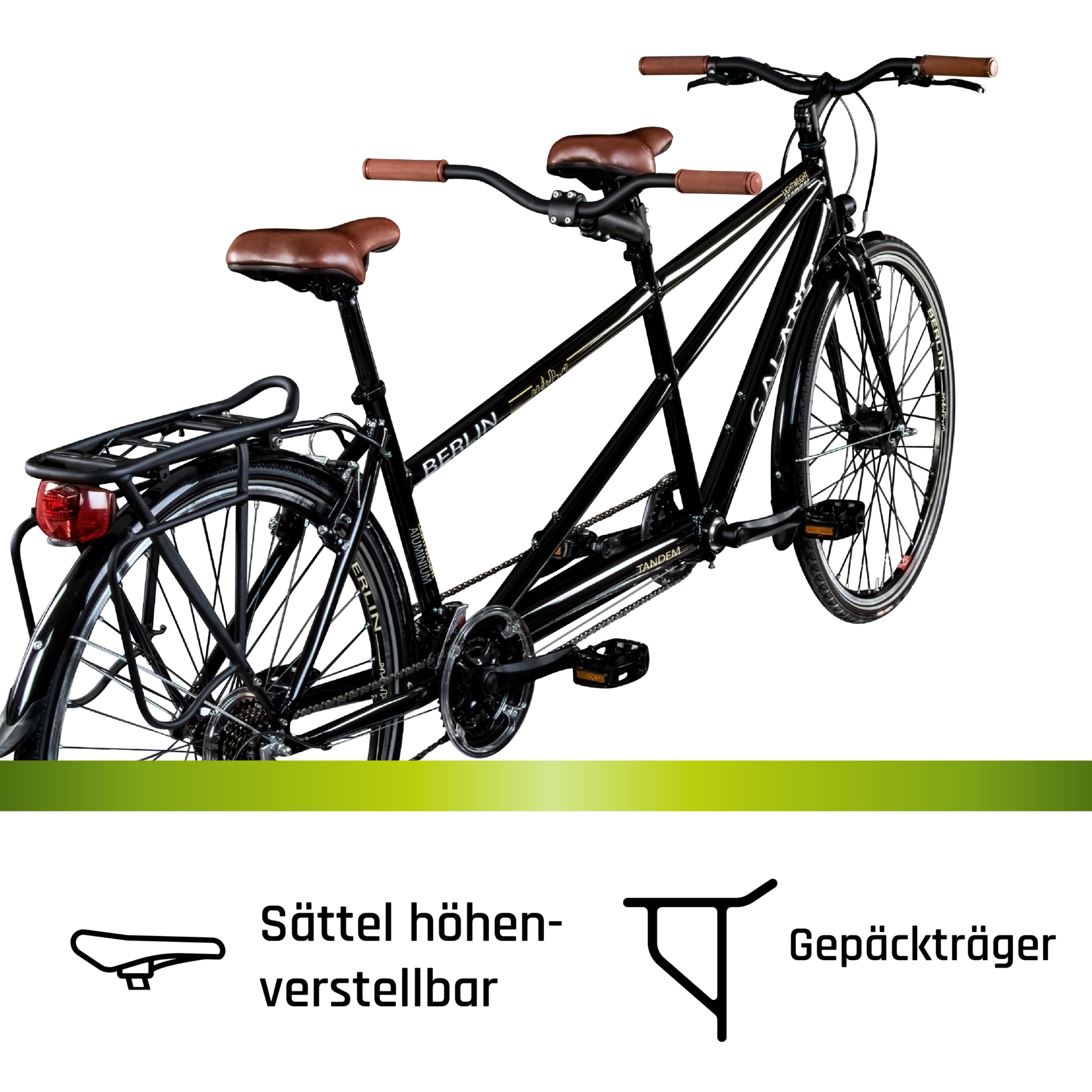 Galano Tandem Fahrrad 2 Personen Trekkingrad 21 Gang ab 150 cm Trekkingfahrrad Damen und Herren 28 Zoll mit StVZO Beleuchtung Berlin (schwarz, 48/41 cm) Sport & Freizeit