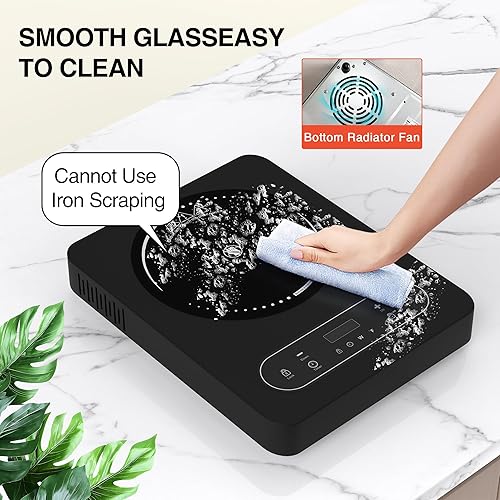 Miniatura 9 de Placa eléctrica de 1800 W estufa eléctrica portátil de un solo quemador de 110 V con pantalla táctil LED, 10 niveles de potencia, placa caliente con