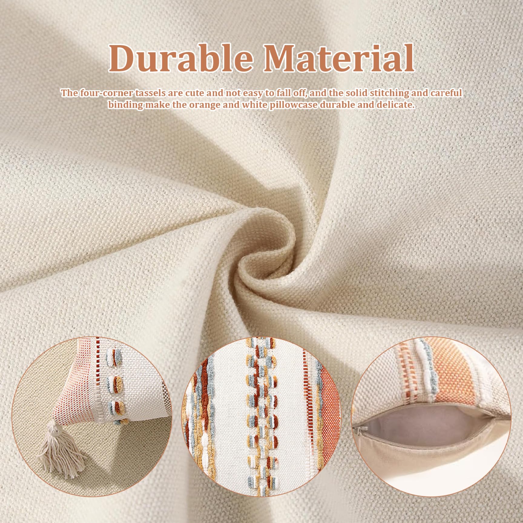 2 pezzi di cuscini Boho, federe quadrate Boho con nappe federe testurizzate a righe 18x18 cuscini neutri multiuso per divano letto arredamento soggiorno