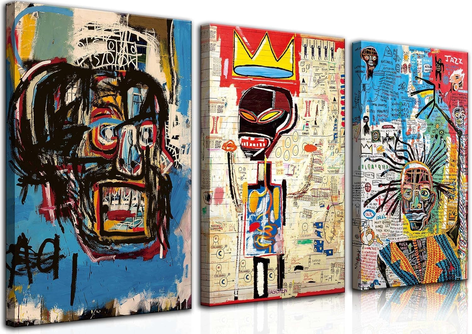 3 Stück Straßenkunst Blau Graffiti Wanddekor Druck Moderne Künstler Ästhetik Leinwand Gemälde Kunstwerk Abstraktes Bild Poster Man Cave Wohnzimmer Schlafzimmer Badezimmer Büro Home Dekorationen Fertig