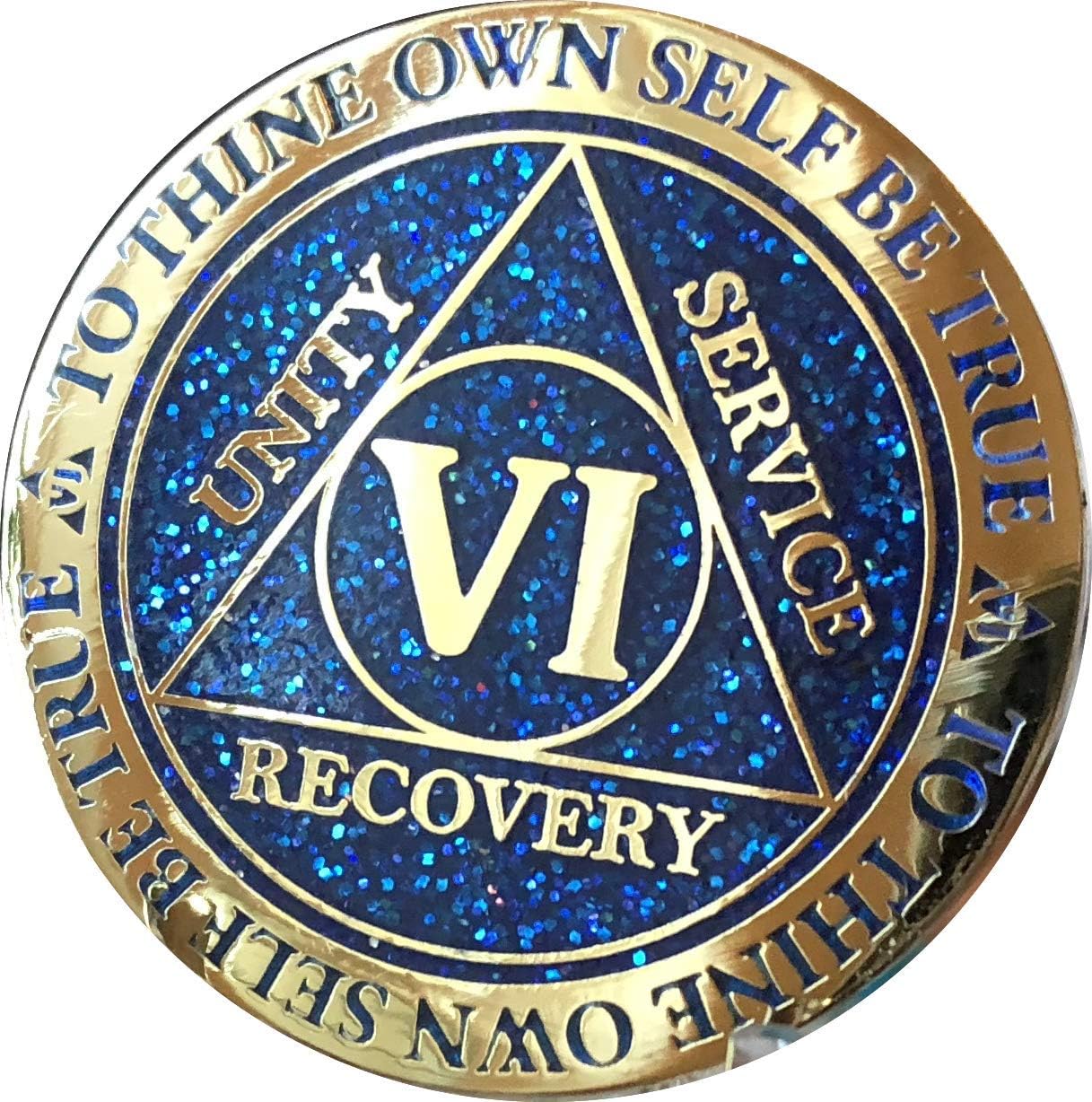 6 Year AA Medallion Reflex Blue Glitter Gold Plated Color Chip VI : Office Products