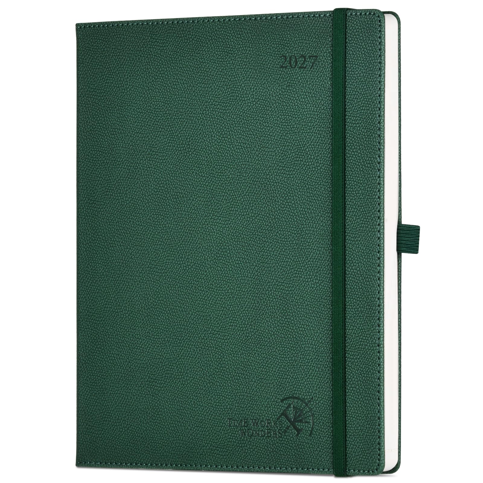 POPRUN A4 2027 Diary Week To View Pu Hardback Weekly Planner Horizontal