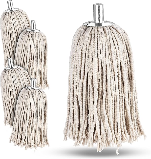 ZENQA Industrial Cotton Mop Heads Replacement | Pure Yarn Cotton Mop with Galvanised Mop Socket | Heavy Duty Thick Super Absorbent Wet Dry Mop Floor Cleaning Home Work Commercial (1)