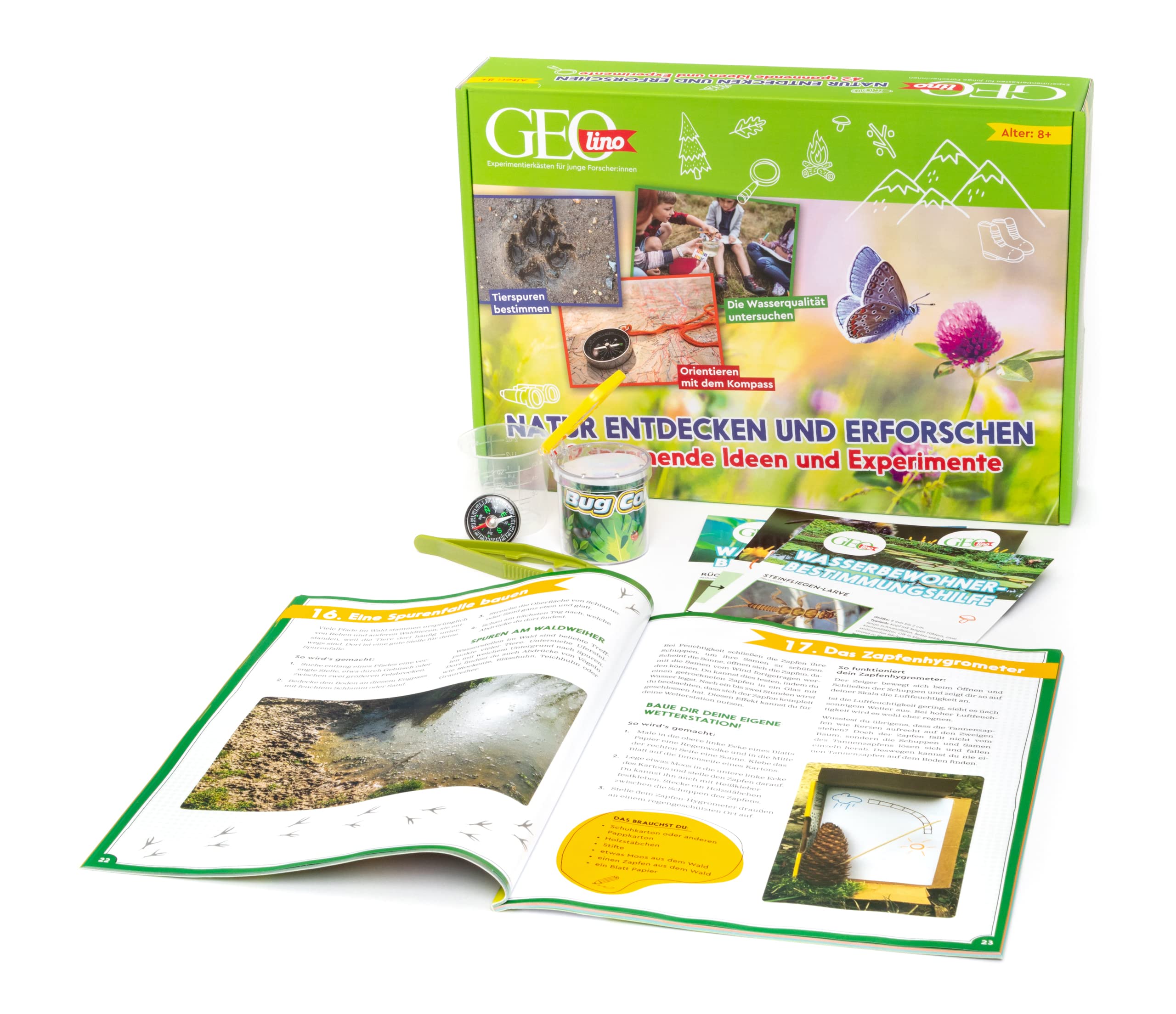 Franzis 67142 - GEOlino Natur entdecken und erforschen - Experimentierkasten mit 42 spannenden Ideen und Experimenten für Kinder ab 8 Jahren, inkl. 60-seitigem Handbuch mit Anleitungen und Zubehör