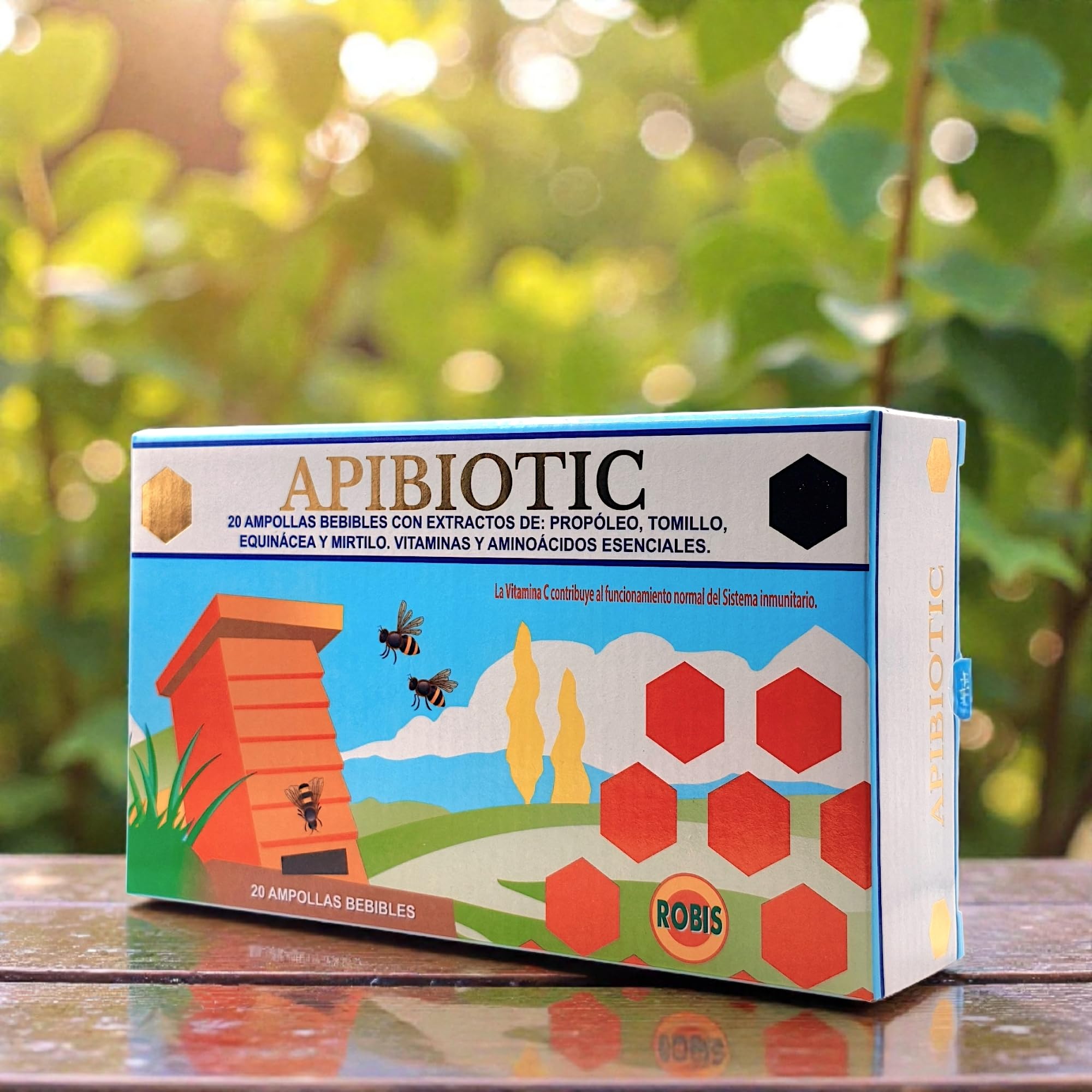 Robis Apibiotic - Pack Ahorro 2 x 20 Viales - Con Propóleo, Equinácea, Tomillo y Vitamina C - Contribuye al Sistema Inmunitario
