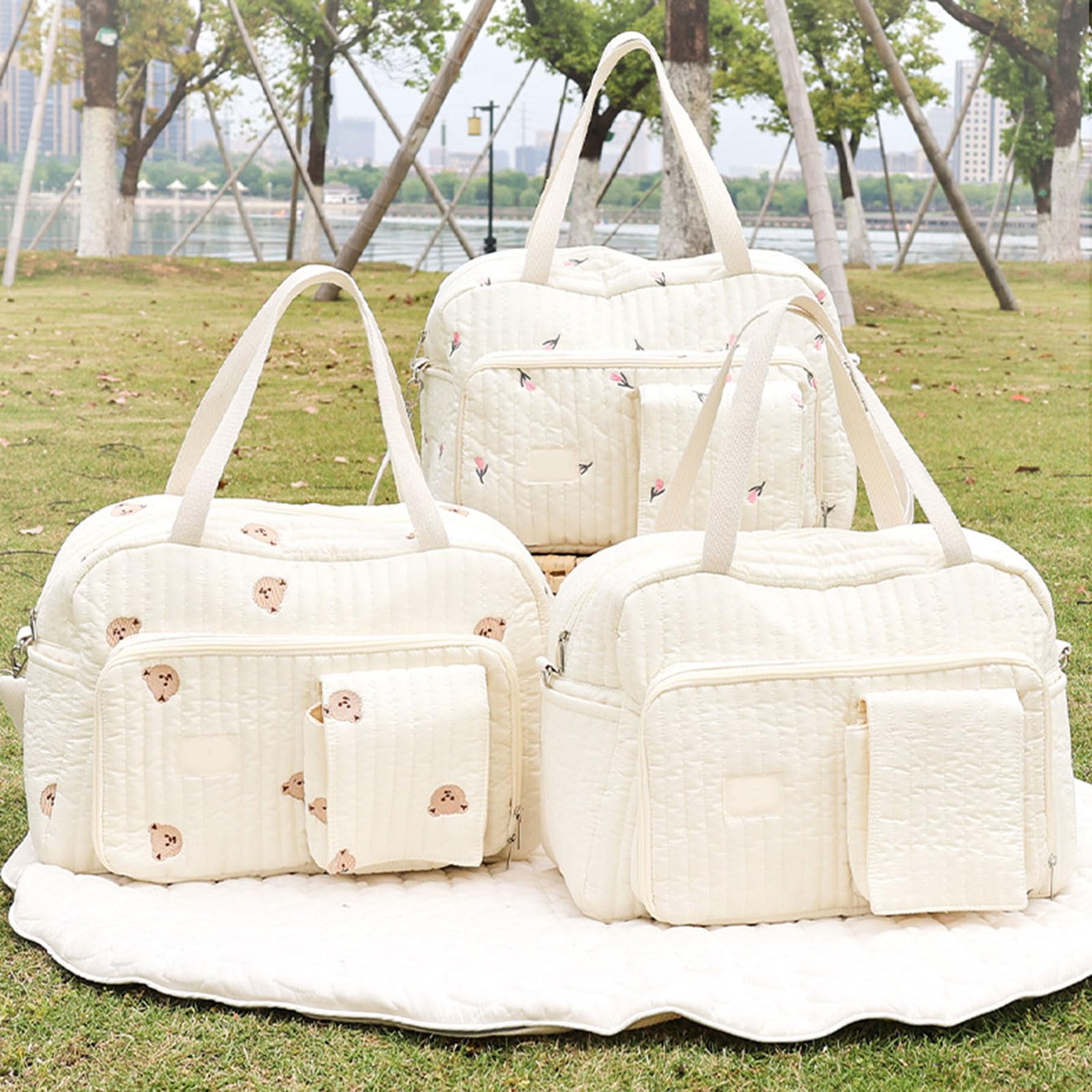 Bolsa de almacenamiento multifuncional, resistente al desgaste, organizador de pañales con bonito patrón de dibujos animados para madres que viajan