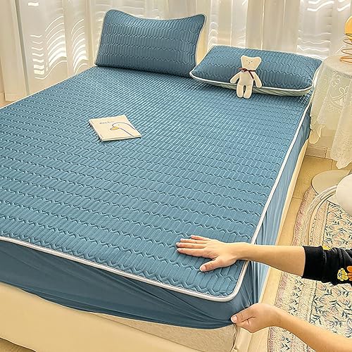 Sábana bajera ajustable de tamaño king, juego de ropa de cama gruesa y fresca de látex de color sólido, para dormitorio, hotel, colchón de somier,