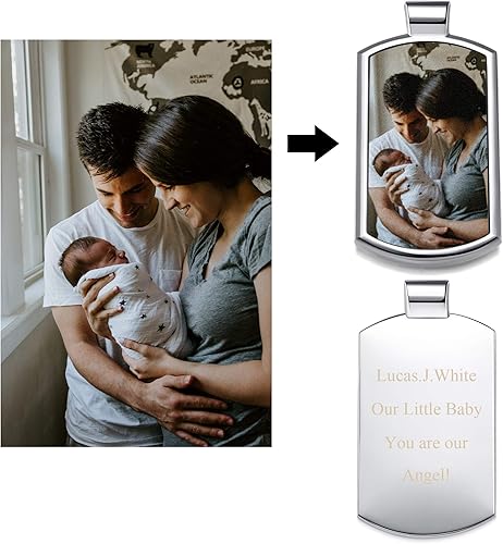 Vista 2 de Zysta Llavero personalizado con foto, llavero personalizado con imagen de color, mensaje de texto grabado personalizado, aleación rectángulo, regalo