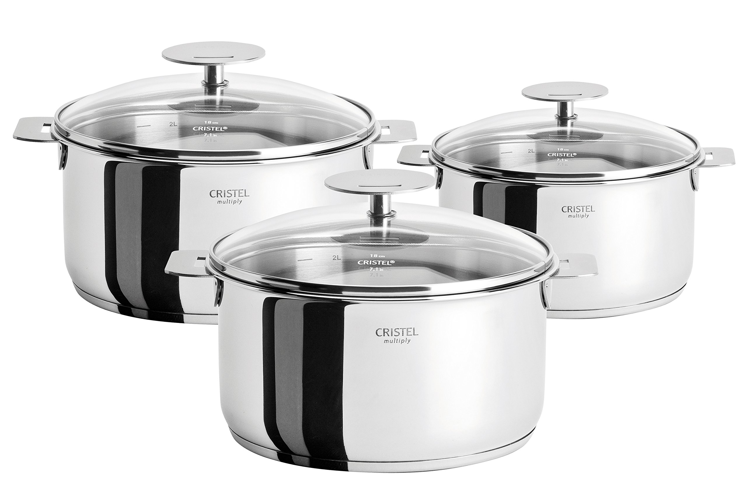 CristelCasteline Saucepan, 2 quart/2.5 quart/3.5 quart, Silver