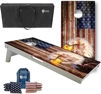 Tailgating Pros All-Weather Cornhole Boards - 4x2 Weather Resistant Cornhole Set- Carrying Case & Set of 8 Corn Hole Bean Bags w/Tote Included