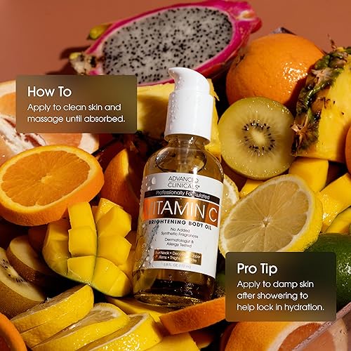 Miniatura 7 de Advanced Clinicals Aceite corporal iluminador con vitamina C para mujeres y hombres  Aceite de vitamina C para el cuidado de la piel hidratante